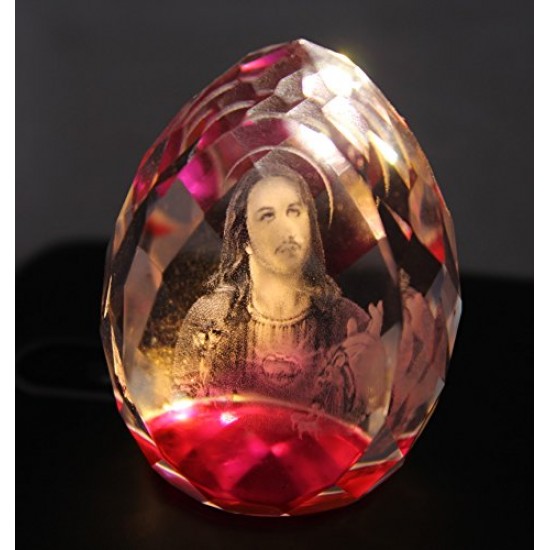 Lilone Gifts 3D Holy Face of Jesus Crystal Cube Diamond Shape - Size 3" Inch (Christmas Decoration Gift)