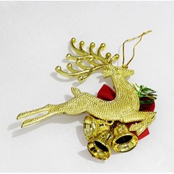 Gold Reindeer - Christmas Tree Hanging Decoration Ornaments (Size 6x6 Inch)