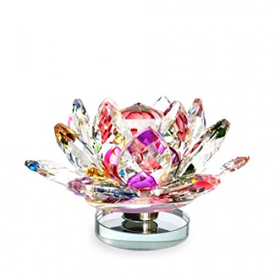 Lilone Multicolour Rotating Crystal Lotus Flower Showpiece Home Decor And Gift