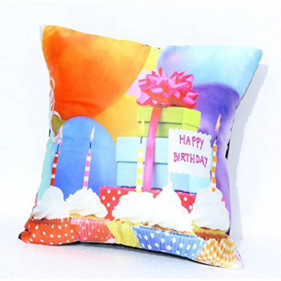 Lilone Birthday Special Quoted Cotton Decorative Cup Cake Printed Pillow Gift 