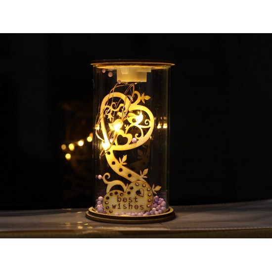 Lilone Gifting Special Wooden Glass Lighting A Best Wishes Decorative Showpiece Statue 