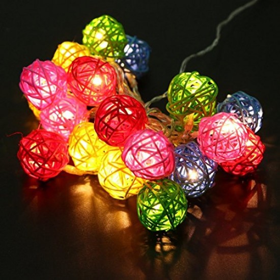  16LED Rattan Color Balls String Lights 