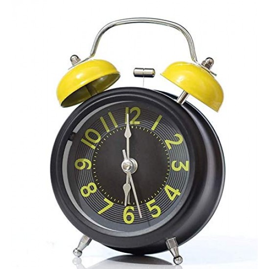 Lilone Black and Yellow Twin Bell Loud Alarm Clock 