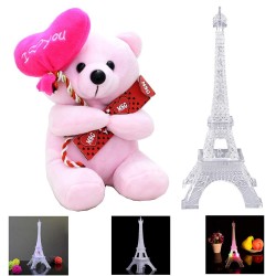 Lilone Cute Pink Teddy Bear with Eiffel Tower with Light 