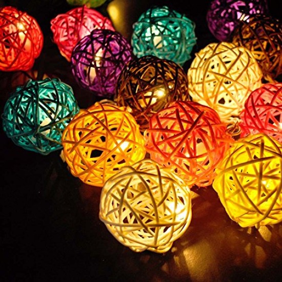 20 Balls Home Decoration Light Thai Mixed Color Rattan Ball String Lights Series (LADI)