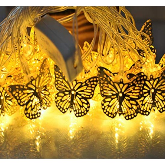 AtneP 16LED Metal Butterfly Fairy String Lights (Warm White Color)