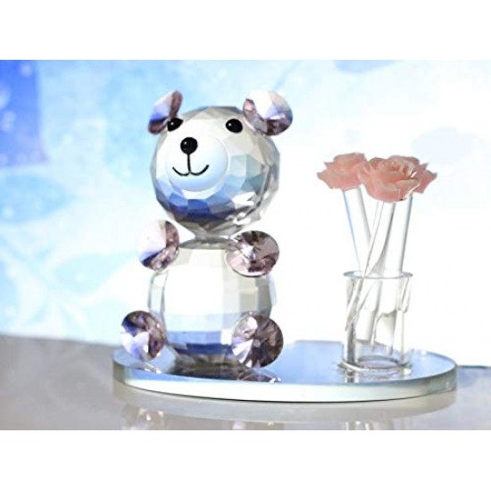 Lilone Beautiful Crystal Teddy Bear with Rose Bouquet 