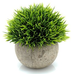 Lilone Artificial Plants Benn Grass in Pot for Home Decor (Green)