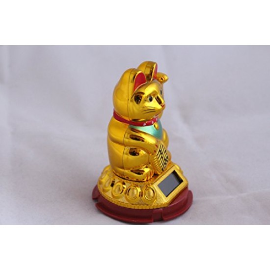 Solar Welcome Cat Feng Shui Showpiece Home Decor Statue | Car Dashboard
