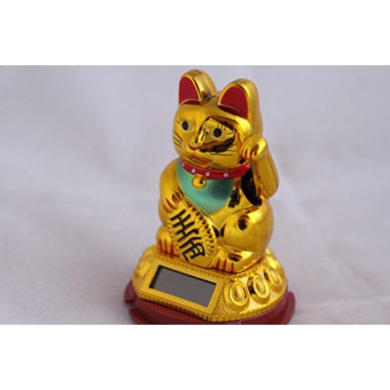 Solar Welcome Cat Feng Shui Showpiece Home Decor Statue | Car Dashboard