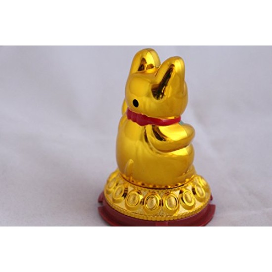 Solar Welcome Cat Feng Shui Showpiece Home Decor Statue | Car Dashboard