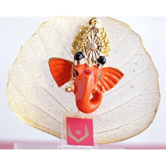 Lilone Gold Plated Ganesh ji on Peepal Leaves (Assorted Mukh Design, 6 x 10cm)