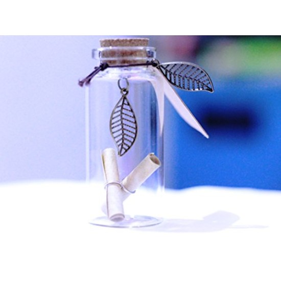 AtneP Valentine Gifts Leaf Design Little Message Bottle, 5cm