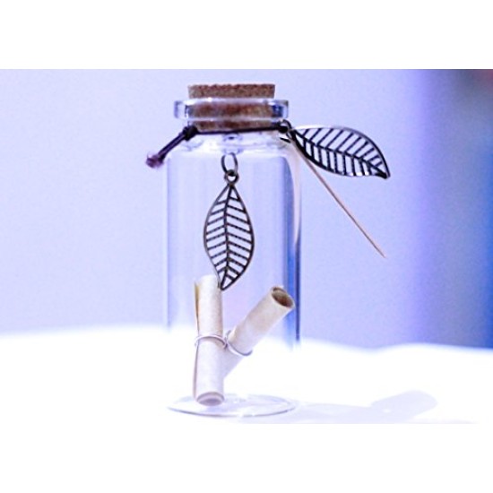 AtneP Valentine Gifts Leaf Design Little Message Bottle, 5cm