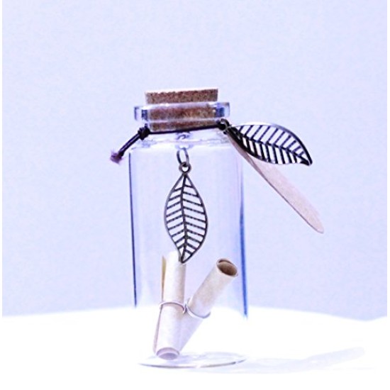 AtneP Valentine Gifts Leaf Design Little Message Bottle, 5cm