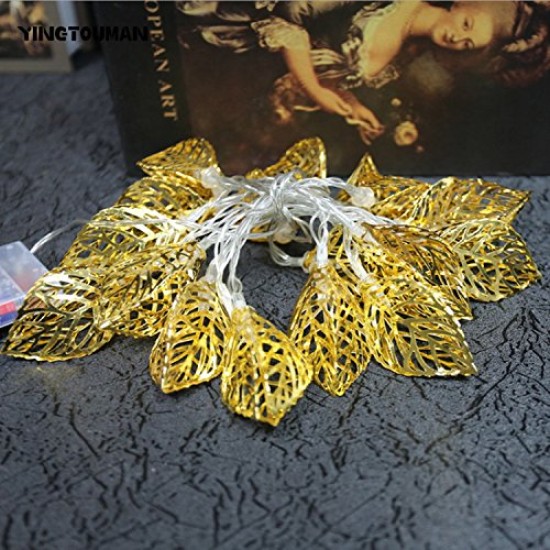 Golden Metal Leaf 17 LED String Decorative Lights, 3m(Multicolour)