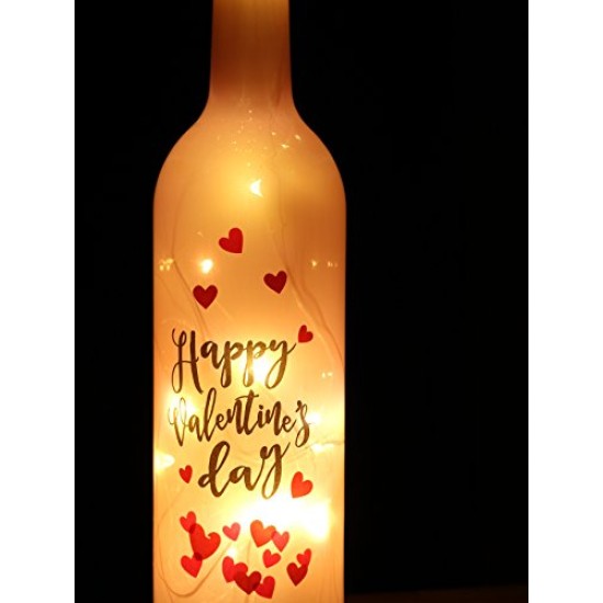 Lilone Happy Valentine Day Heart Printed Led Wine Bottle Valentine Gifts 