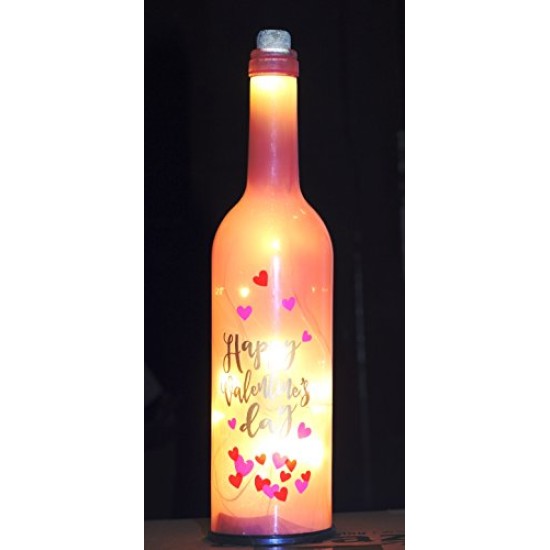 Lilone Happy Valentine Day Heart Printed Led Wine Bottle Valentine Gifts 