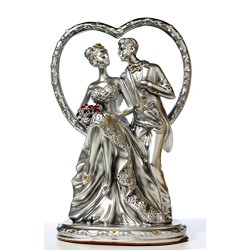 Lilone Romantic Couple Statue with Bouquet in Heart Showpiece Gift 