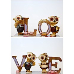 Lilone Valentine Special and Love Owl Alphabet Showpiece Gift 