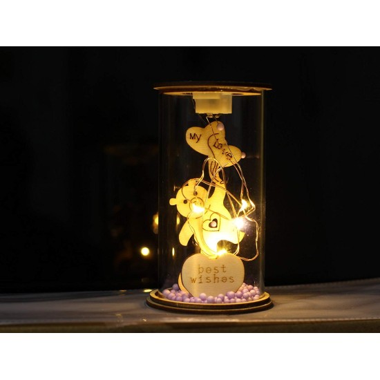 Lilone Gifting Special Wooden Glass Lighting Teddy Best Wishes Decorative Showpiece Statue 