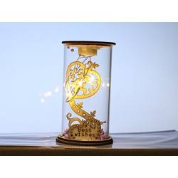 Lilone Gifting Special Wooden Glass Lighting A Best Wishes Decorative Showpiece Statue 