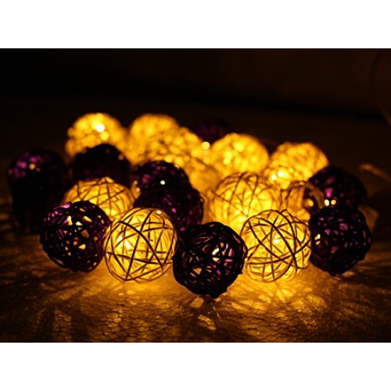 Dual Color Rattan Ball Lights (White-Purple) Dual Color Rattan Ball Lights (White-Purple)