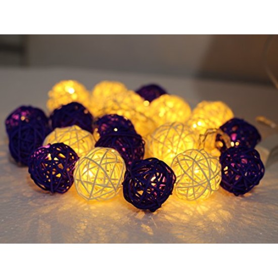 Dual Color Rattan Ball Lights (White-Purple) Dual Color Rattan Ball Lights (White-Purple)