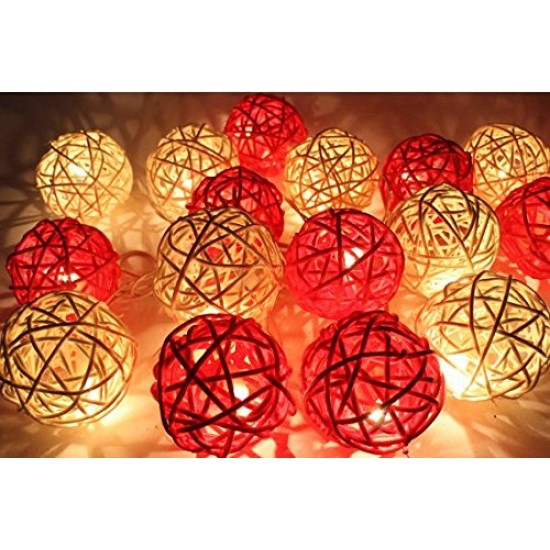Dual Color Rattan Ball Lights (White-Purple) Dual Color Rattan Ball Lights (White-Purple)