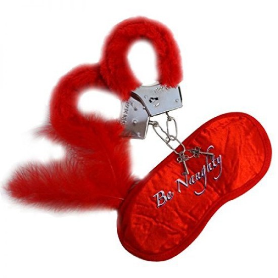 Lilone Valentine Party Handcuff - Red (Free Blind Fold and Feather) Party Or Gifts Item