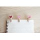 Lilone Wooden Mini Heart Shaped Photo Clips with Rope (Multicolour) - Pack of 10 Pieces