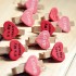 Lilone Wooden Mini Heart Shaped Photo Clips with Rope (Multicolour) - Pack of 10 Pieces