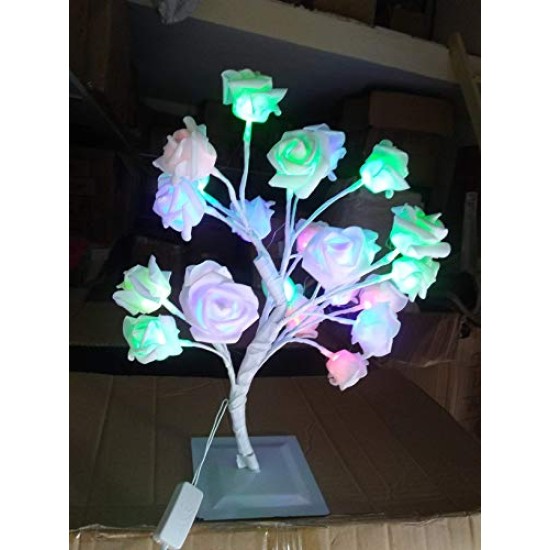 AtneP LED White Rose Tree Home Decoration 24 LED Lighting