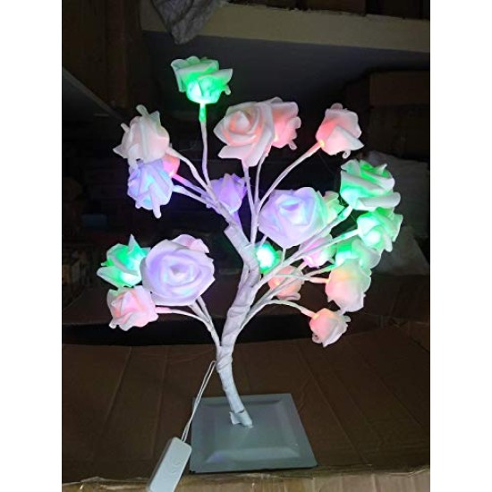 AtneP LED White Rose Tree Home Decoration 24 LED Lighting