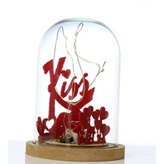 Lilone New Valentine Gift Dome | Small Heart with Lighting Showpiece 