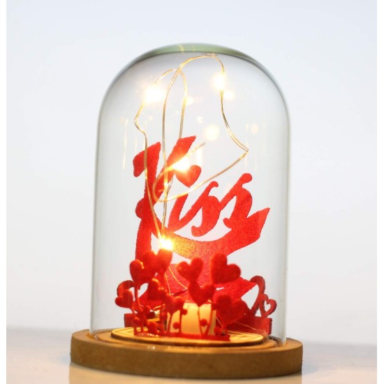 Lilone New Valentine Gift Dome | Small Heart with Lighting Showpiece 
