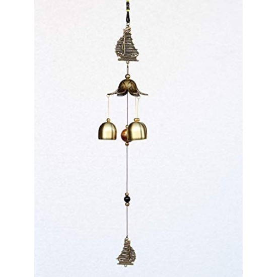 Lilone Gifts Boat Shape Wind Chimes Bells - 18 Inch Hanging Decor 