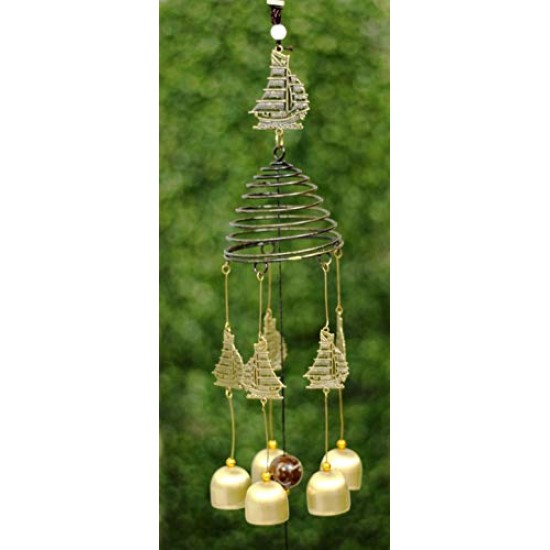 Lilone Boat Design Metal Wind Chimes- 24 Inch Long (5 Bell 7 Boats)