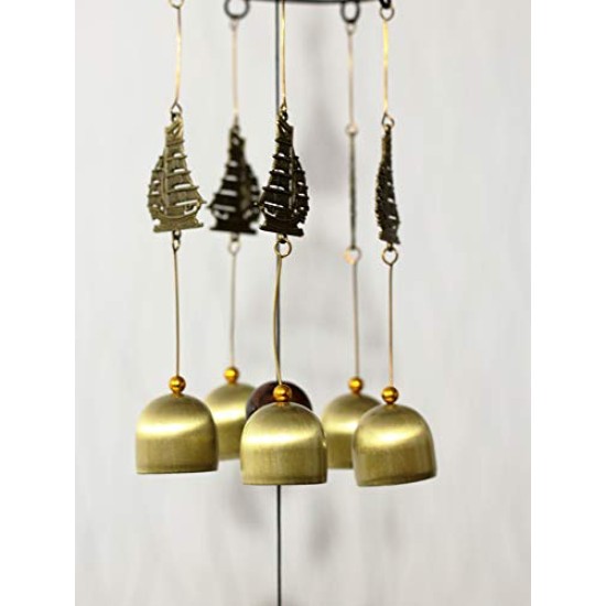 Lilone Boat Design Metal Wind Chimes- 24 Inch Long (5 Bell 7 Boats)