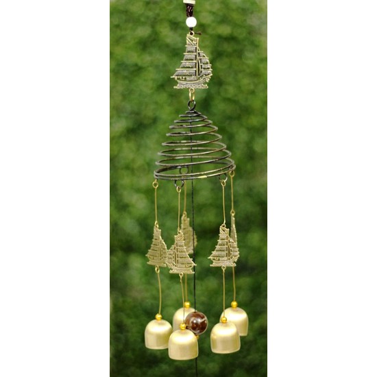 Lilone Boat Design Metal Wind Chimes- 24 Inch Long (5 Bell 7 Boats)