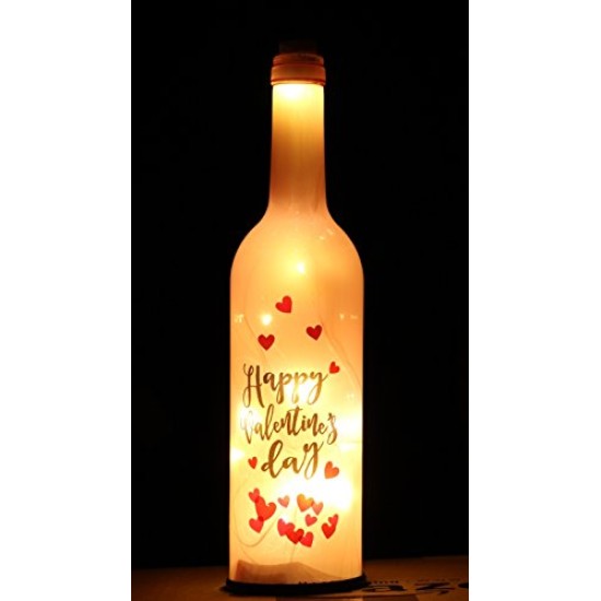 Lilone Happy Valentine Day Heart Printed Led Wine Bottle Valentine Gifts 