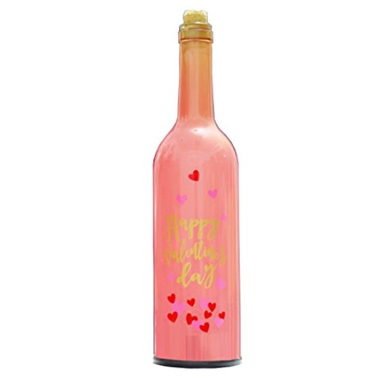 Lilone Happy Valentine Day Heart Printed Led Wine Bottle Valentine Gifts 