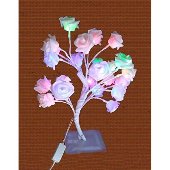 AtneP LED White Rose Tree Home Decoration 24 LED Lighting