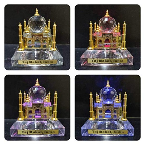 Lilone Crystal Taj-Mahal Showpiece Gold Platted with Light
