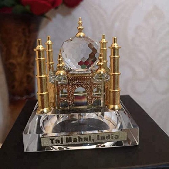 Lilone Crystal Taj-Mahal Showpiece Gold Platted with Light