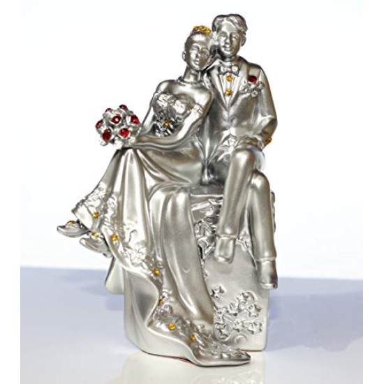 Lilone Romantic Couple Statue with Bouquet Showpiece 