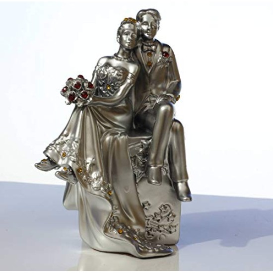 Lilone Romantic Couple Statue with Bouquet Showpiece 