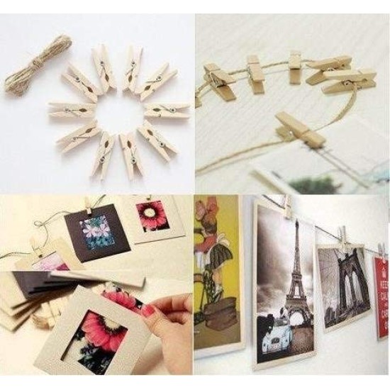 Lilone 30 Led Silver Lights USB with 10 Hearts Photo Clips