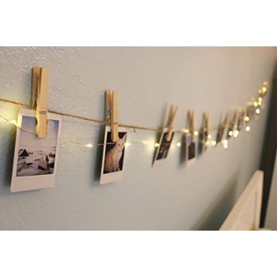 Lilone 30 Led Silver Lights USB with 10 Hearts Photo Clips