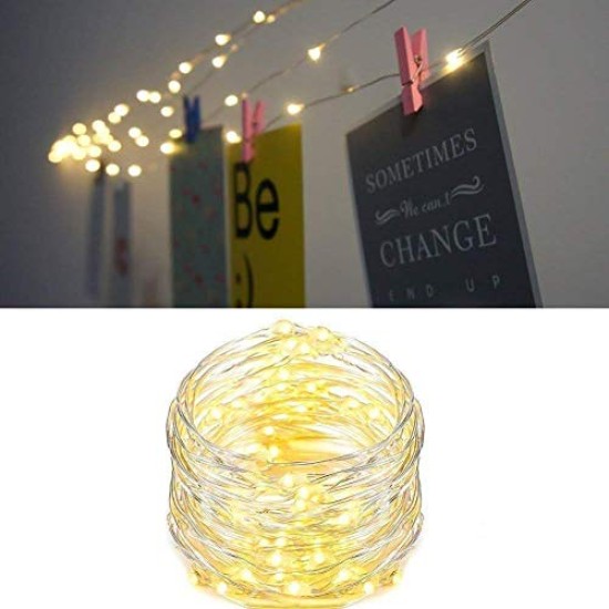 Lilone 30 Led Silver Lights USB with 10 Hearts Photo Clips